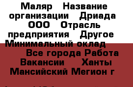 Маляр › Название организации ­ Дриада, ООО › Отрасль предприятия ­ Другое › Минимальный оклад ­ 18 000 - Все города Работа » Вакансии   . Ханты-Мансийский,Мегион г.